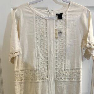 100% Linen Ann Taylor Dress Cream Color